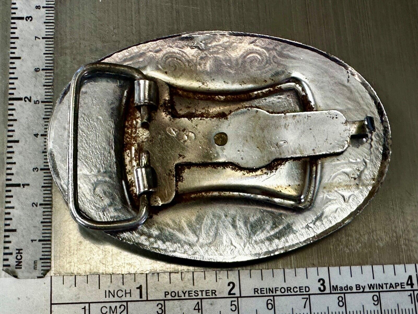 Texas Longhorn Cattle Bull Orange Enamel Backed Western Style Belt Buckle
