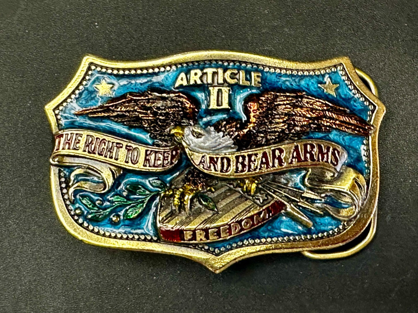 The Right To Keep and Bear Arms Article II VTG 1982 Great American Belt Buckle
