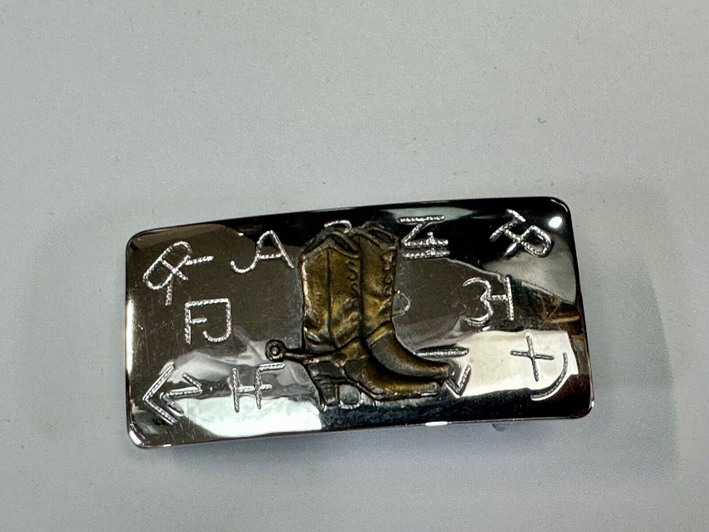 Vintage Chambers Brand Western Cowboy boots & Branding Symbols belt buckle