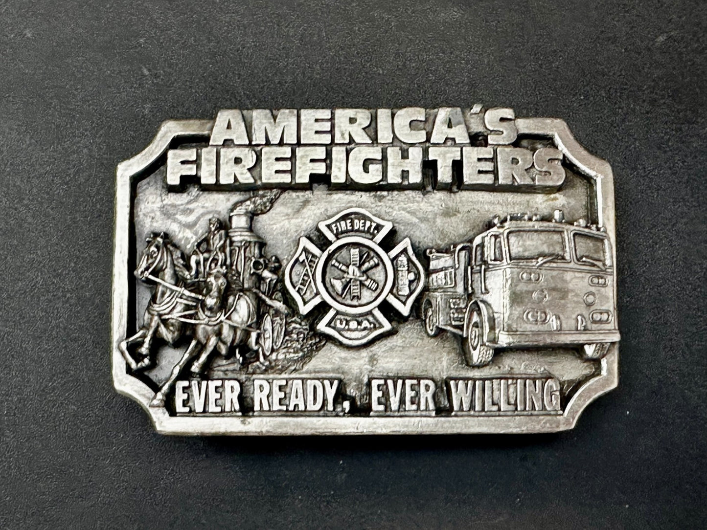 Americas Firefighters Ever Ready Ever Willing Commemorative Siskiyou Belt Buckle
