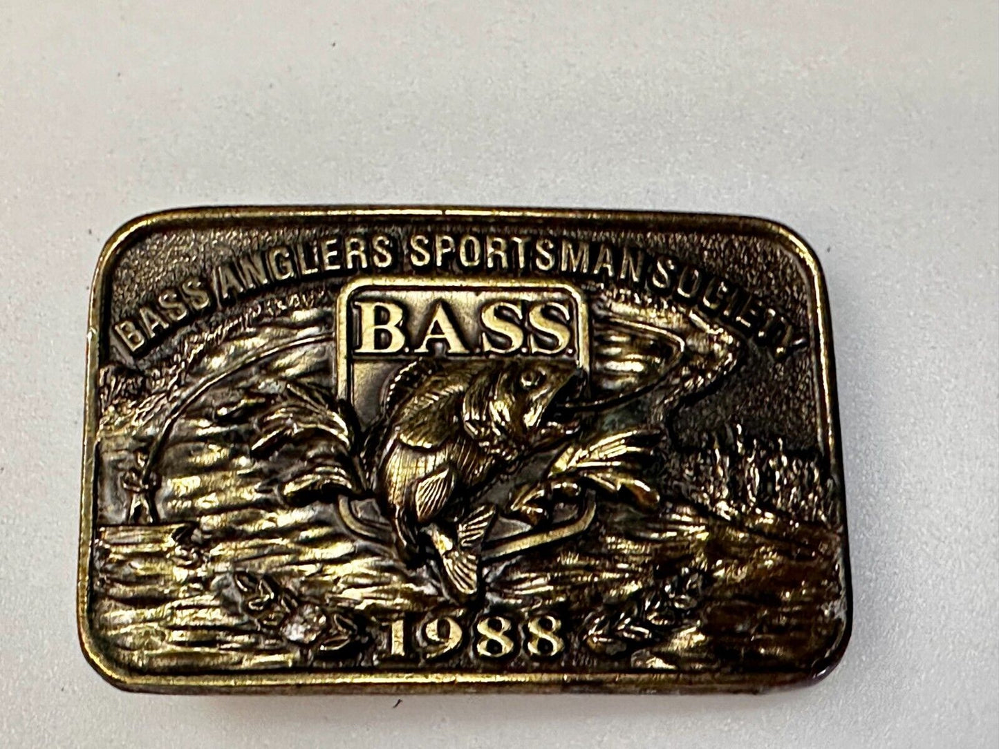 1988 Bass Anglers Sportsman Society Club Great American Belt Buckle