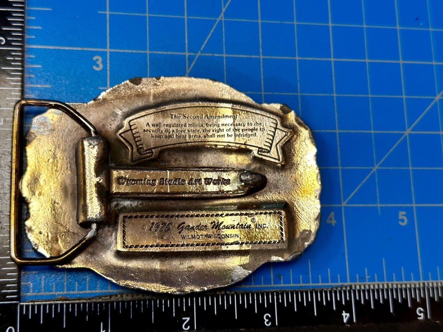 The Right To Keep and Bear Arms 2nd Amendment Vintage 1975 Belt Buckle - Wyoming