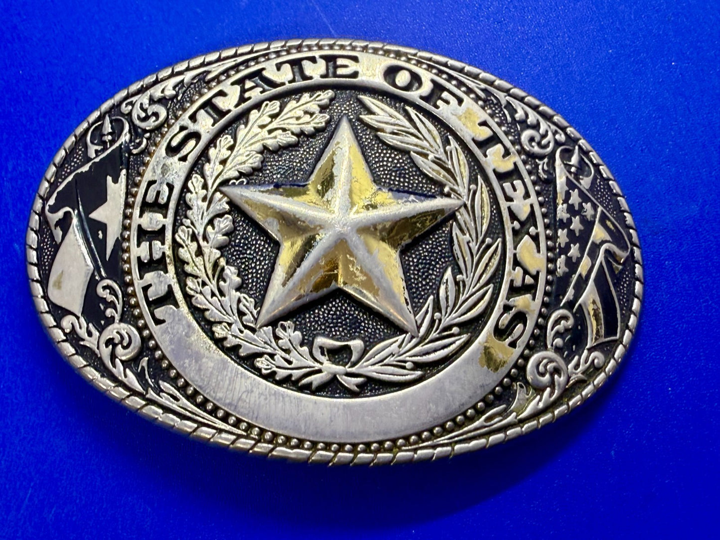 The Great State Of Texas Lone Star Vintage Commemorative Belt Buckle W USA