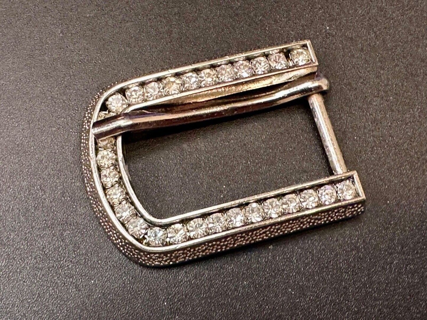 2" wide silver tone Rhinestone accented replacement belt buckle