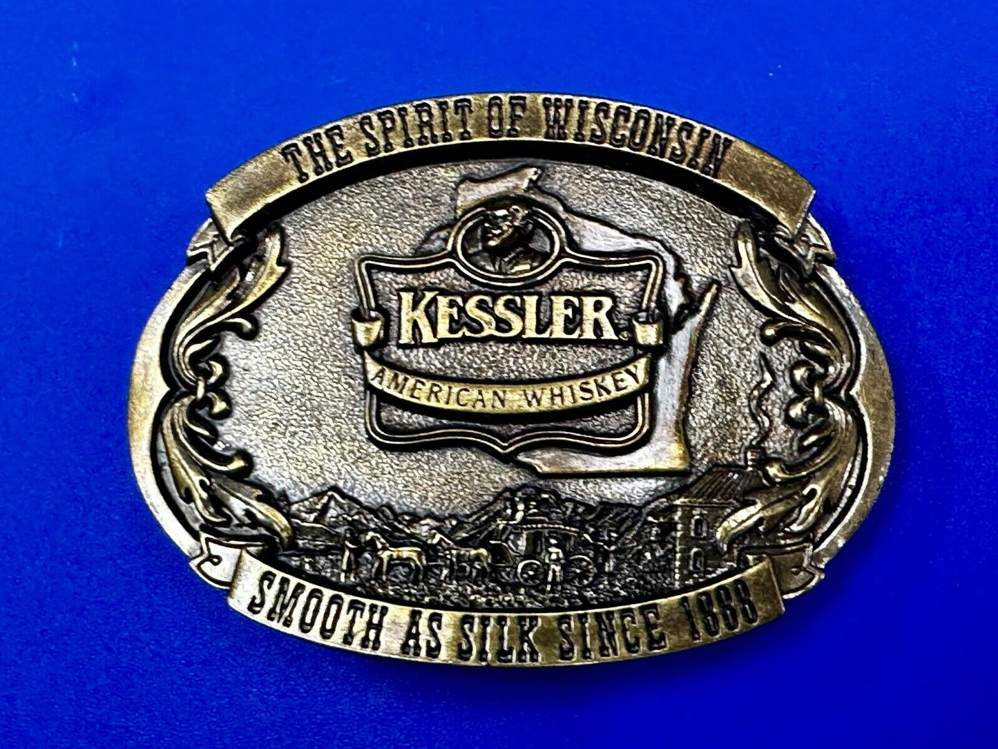 The Spirit of Wisconsin - KESSLER American Whiskey Belt Buckle Smooth As Silk