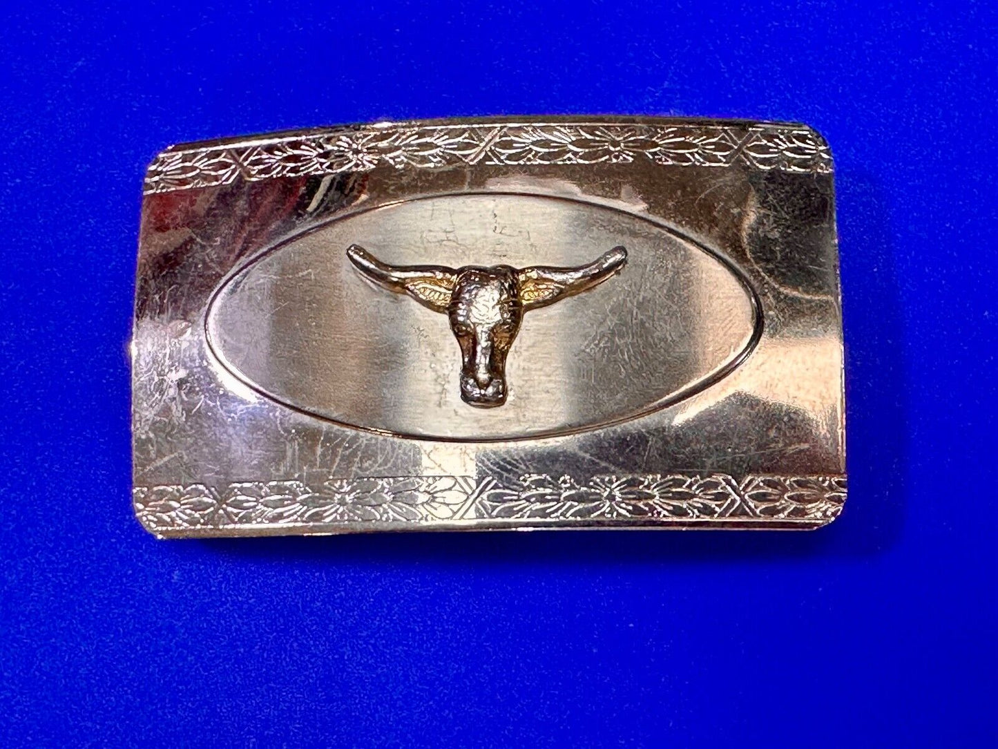 The Longhorn cow steer - cowboys cowgirls western reflective Vintage belt buckle