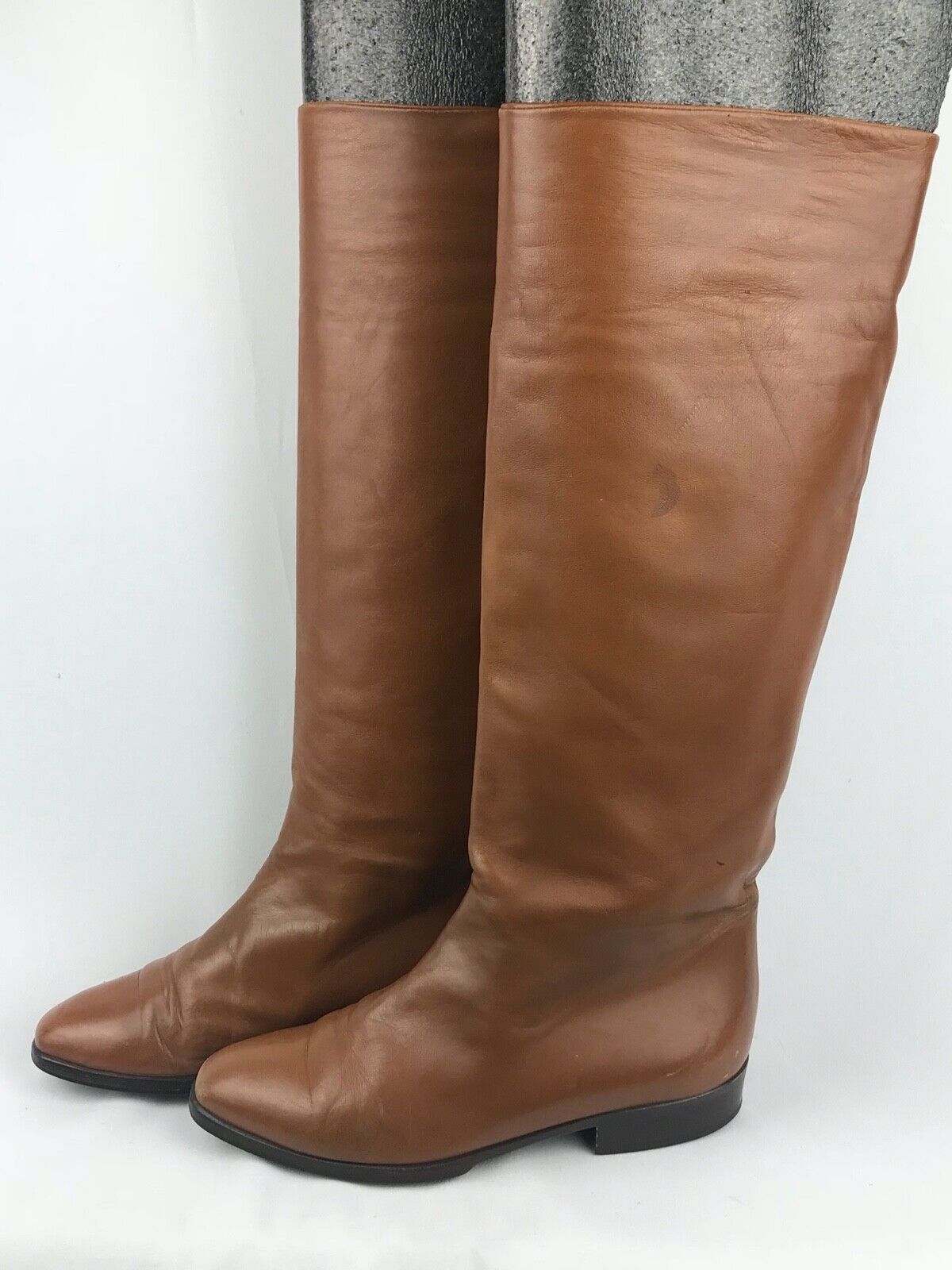 BALLY Cognac Brown Leather Riding Boots Size 5