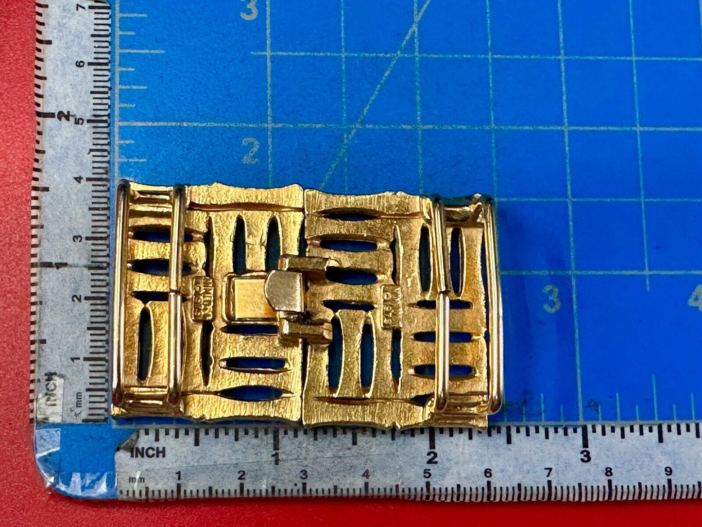 Bamboo Squares Two piece interconnecting vintage belt buckle by Mimi Di N
