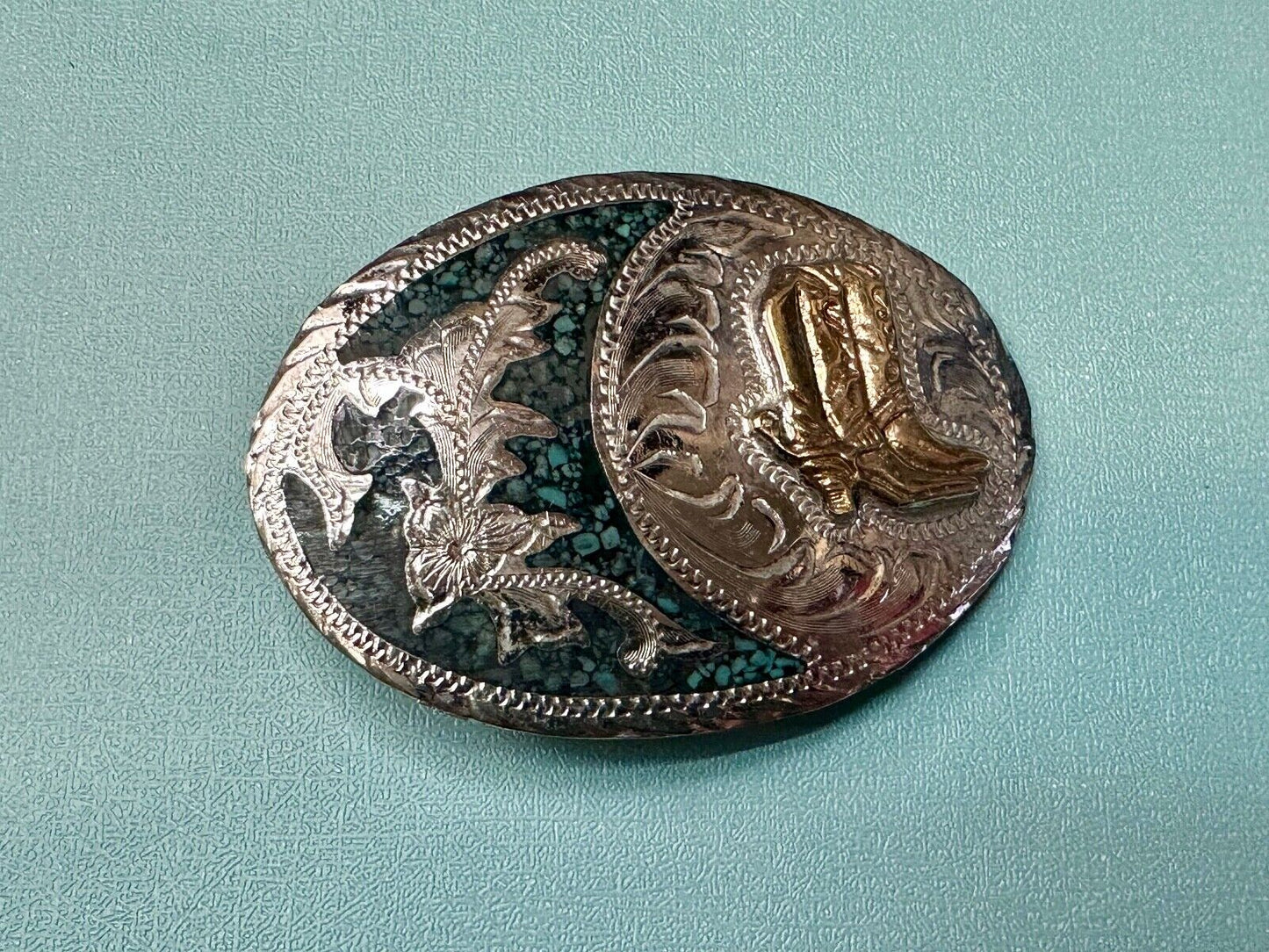 Beautiful Alpaca Mexico Vintage Cowboy Boots Western ornate Vintage belt buckle