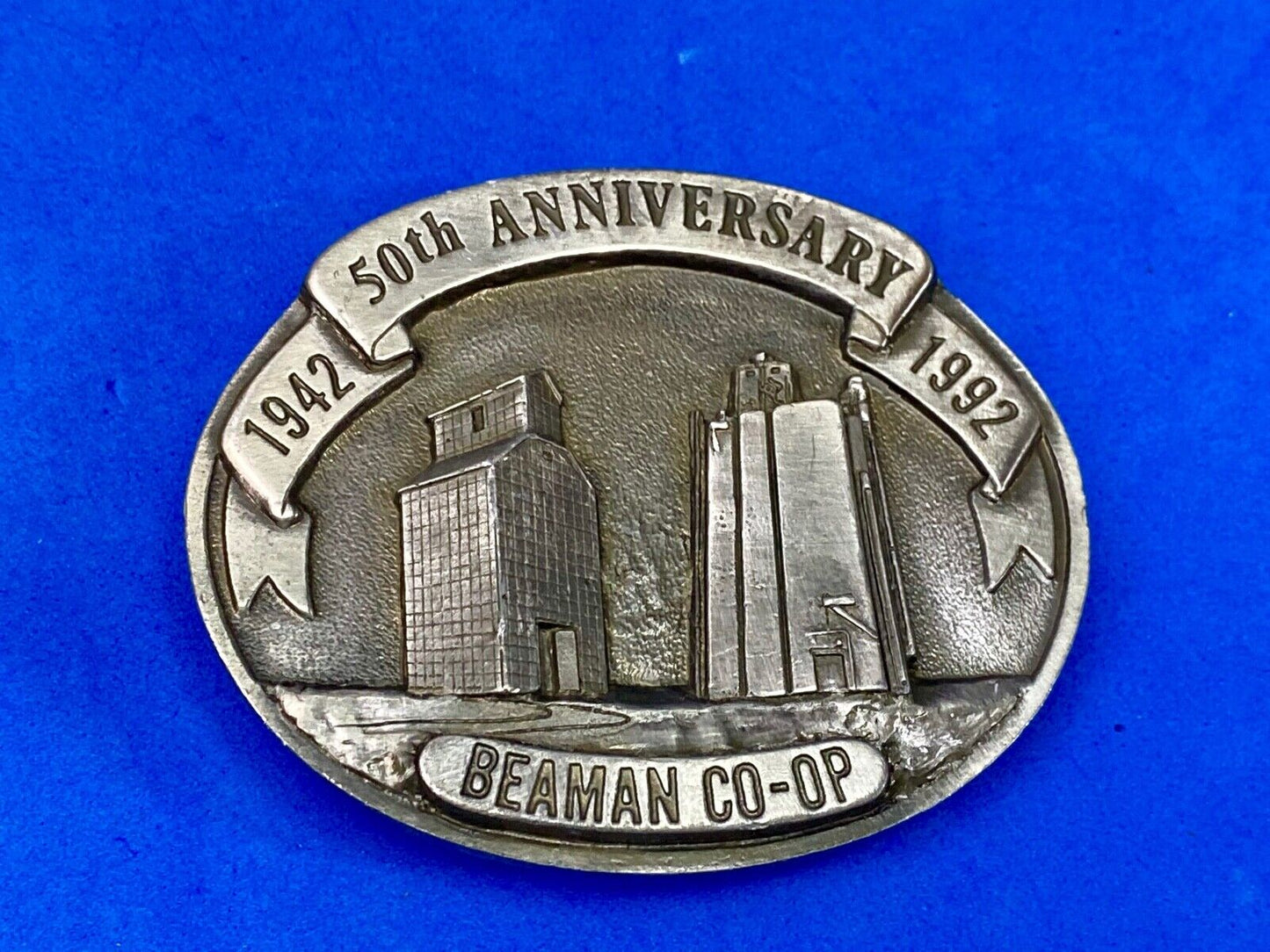 Beaman Co-Op 50Th Anniversary Iowa Feed Grain Farming Agriculture Belt Buckle