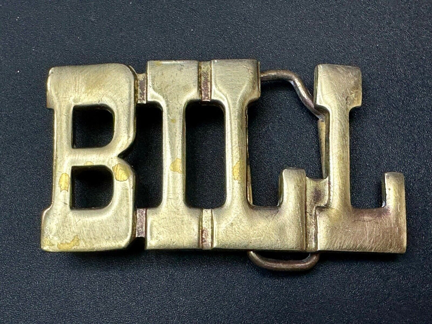 BILL Custom Name in cutout block letters solid brass Baron Belt Buckle