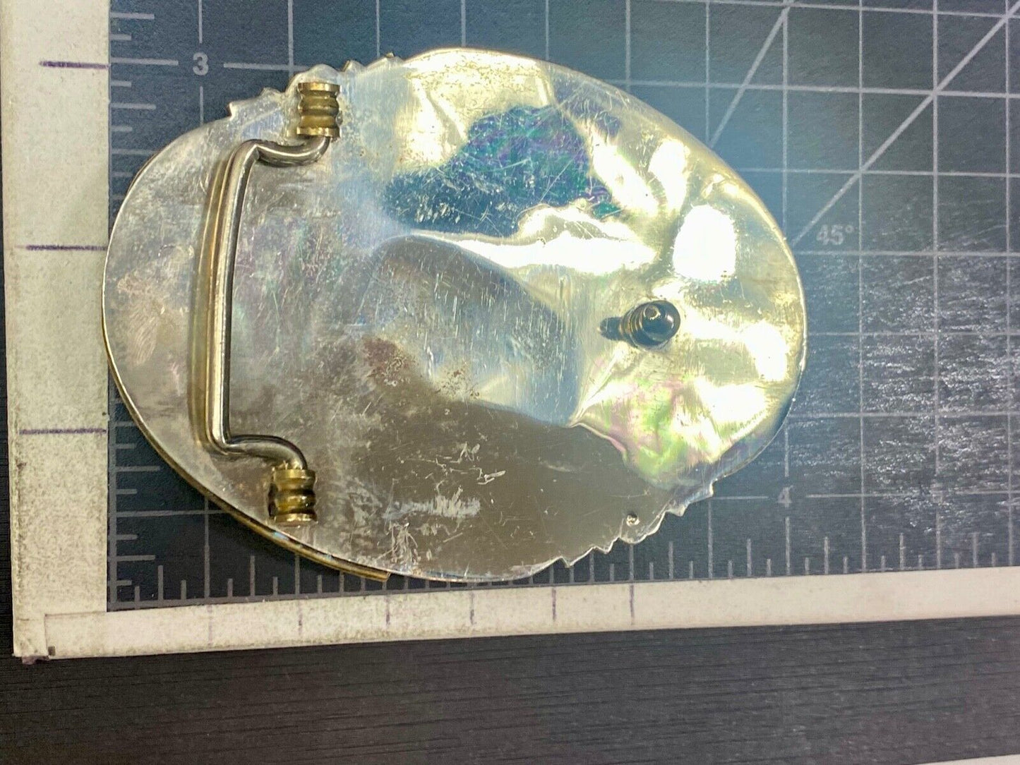 Beautiful & Quality! Vintage horse head Bust Flower Swirl 4" belt buckle