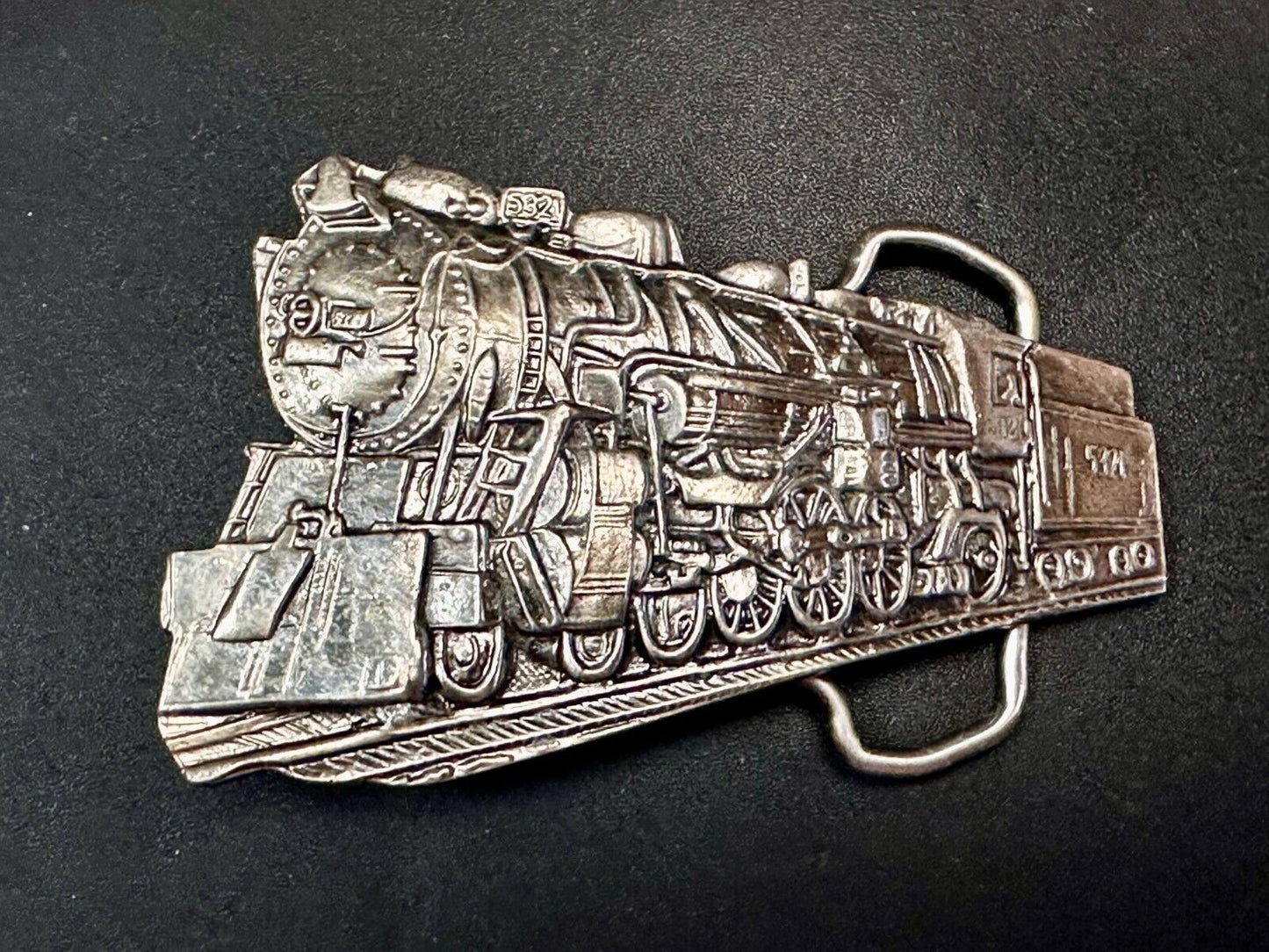 Train Locomotive Steam Engine RR RailRoad Vintage Figural Belt Buckle No. 2055