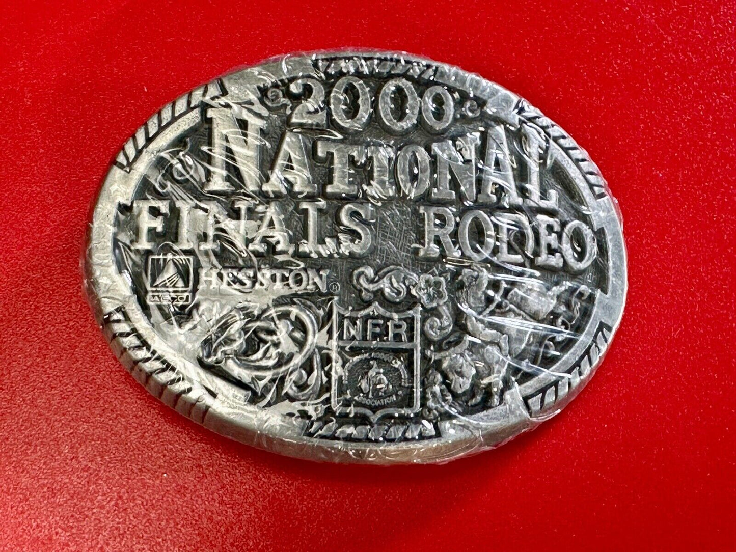 2000 Youth Sized Hesston National Finals Rodeo Bull Riding Cowboys belt buckle