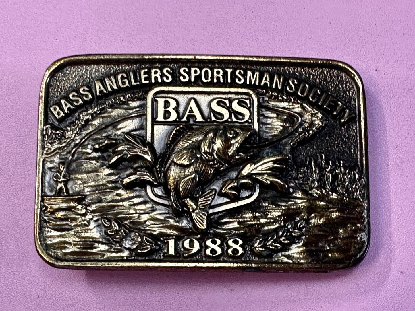 1988 Bass Anglers Sportsman Society Club Great American Belt Buckle
