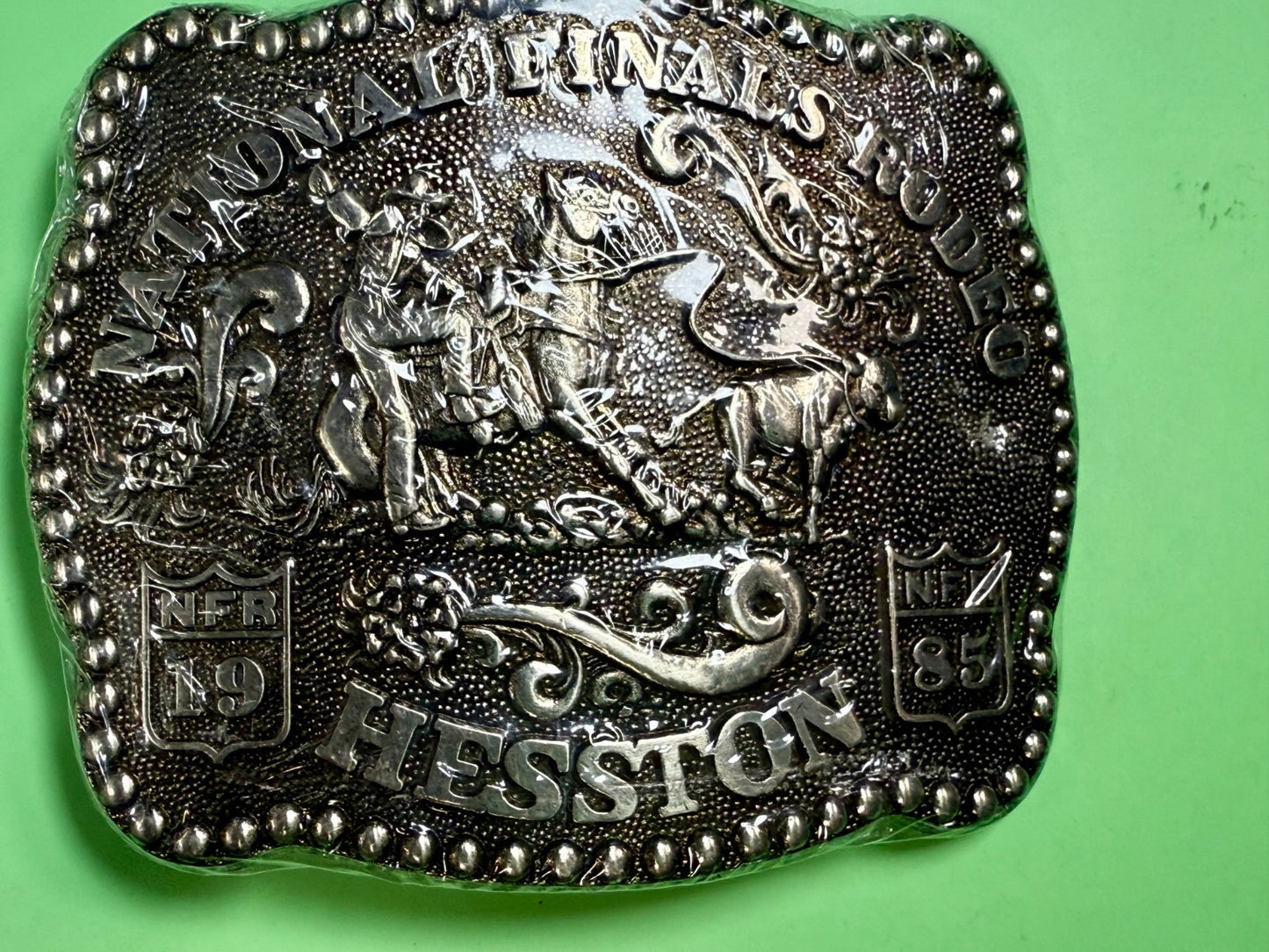 1985 Hesston NFR National Finals Rodeo Calf Roping NOS Collectors Belt Buckle