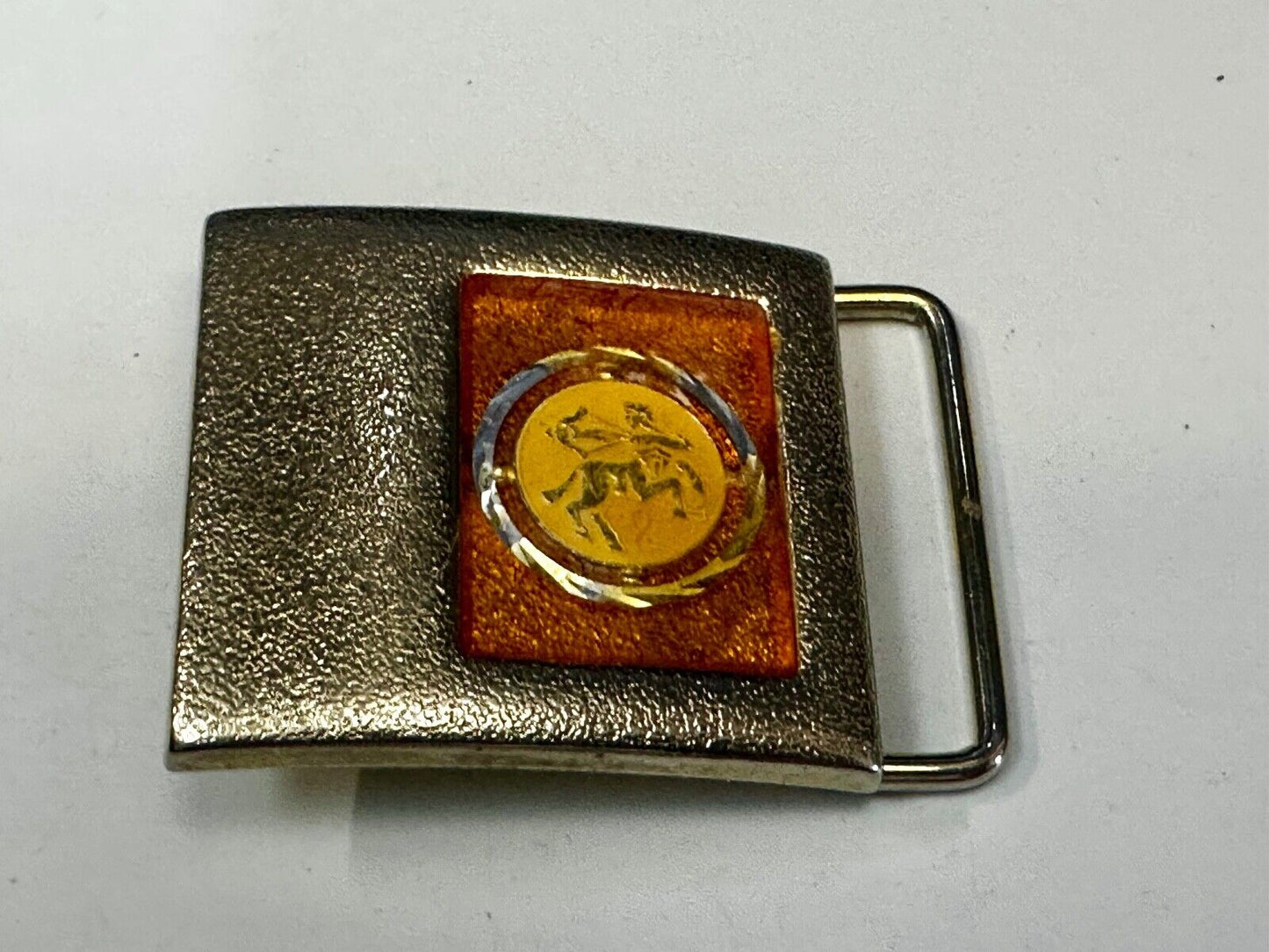 Symbol? Dancing Couple? - Vintage Two Tone Belt Buckle by Lee NY