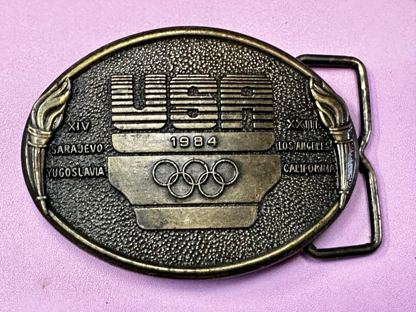 1984 USA Olympics Los Angeles California Vintage Commemorative Belt Buckle