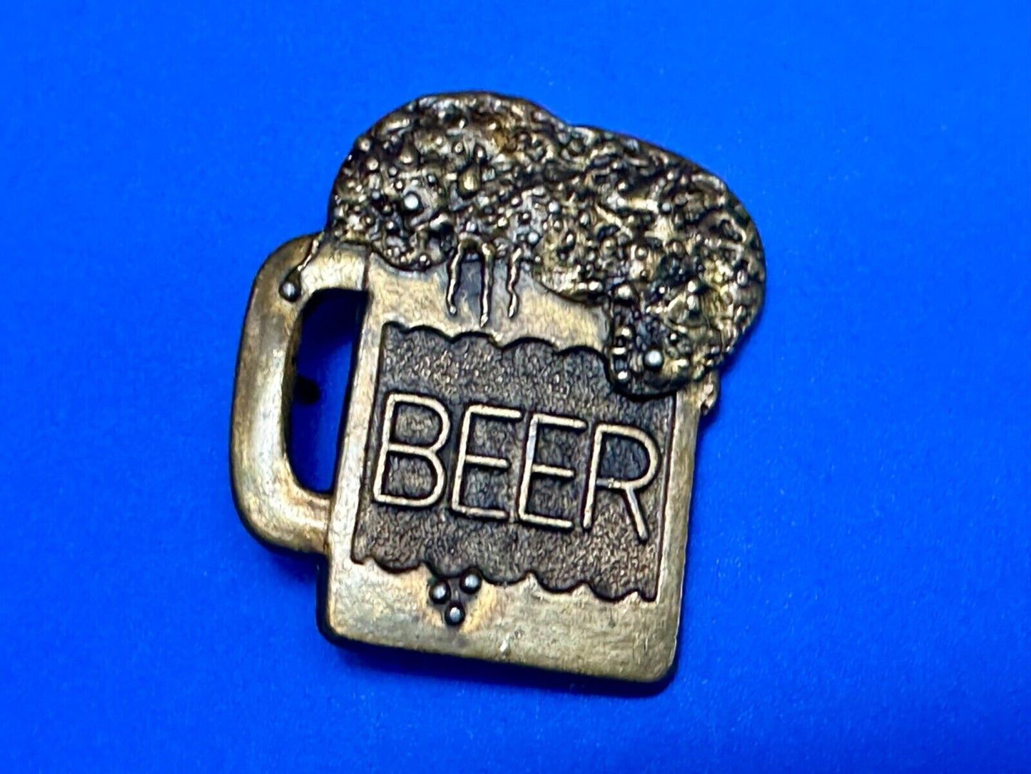 BEER mug - Suds flowing over Vintage cutout shaped belt buckle