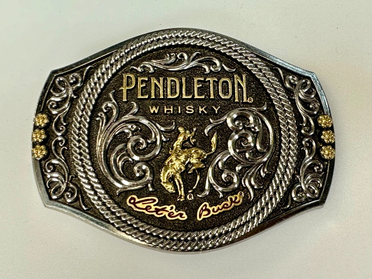 2021 Pendleton Whiskey Let'er Buck Rodeo Cowboy Montana Silversmiths Belt Buckle