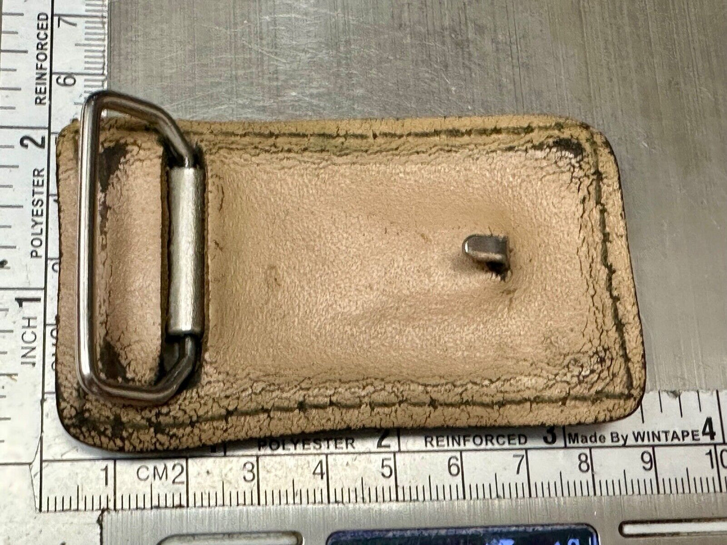 Vintage brown leather stitched Belt Buckle - to wear or restore