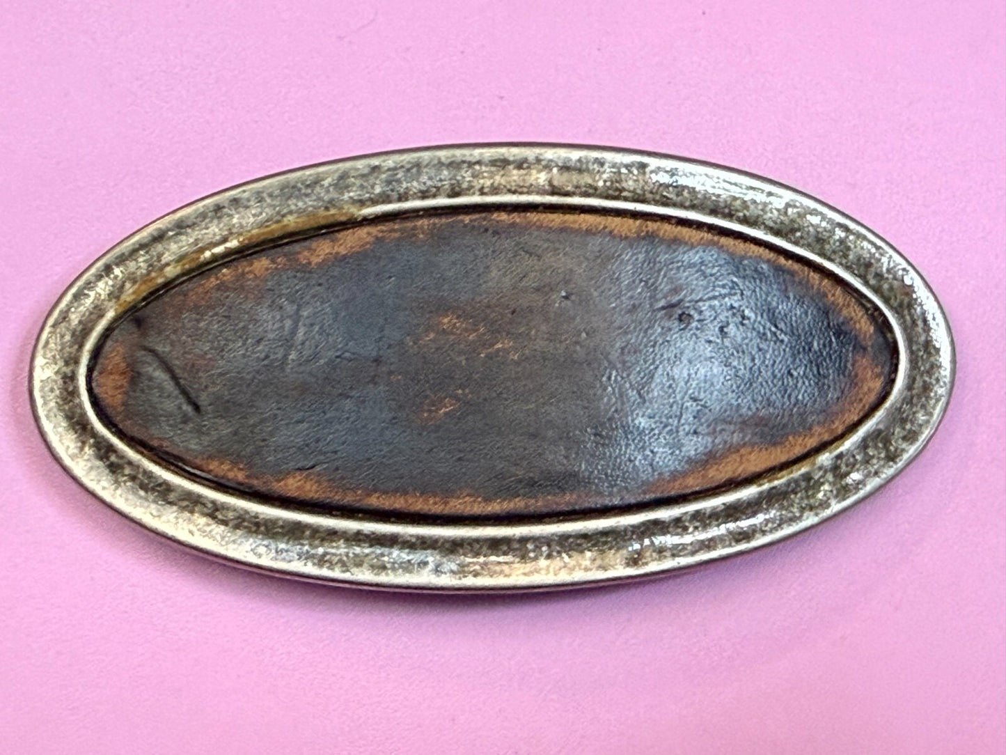 4.5" Wide Retro Simple Plain Faux Leather on Metal Silver Color Belt Buckle