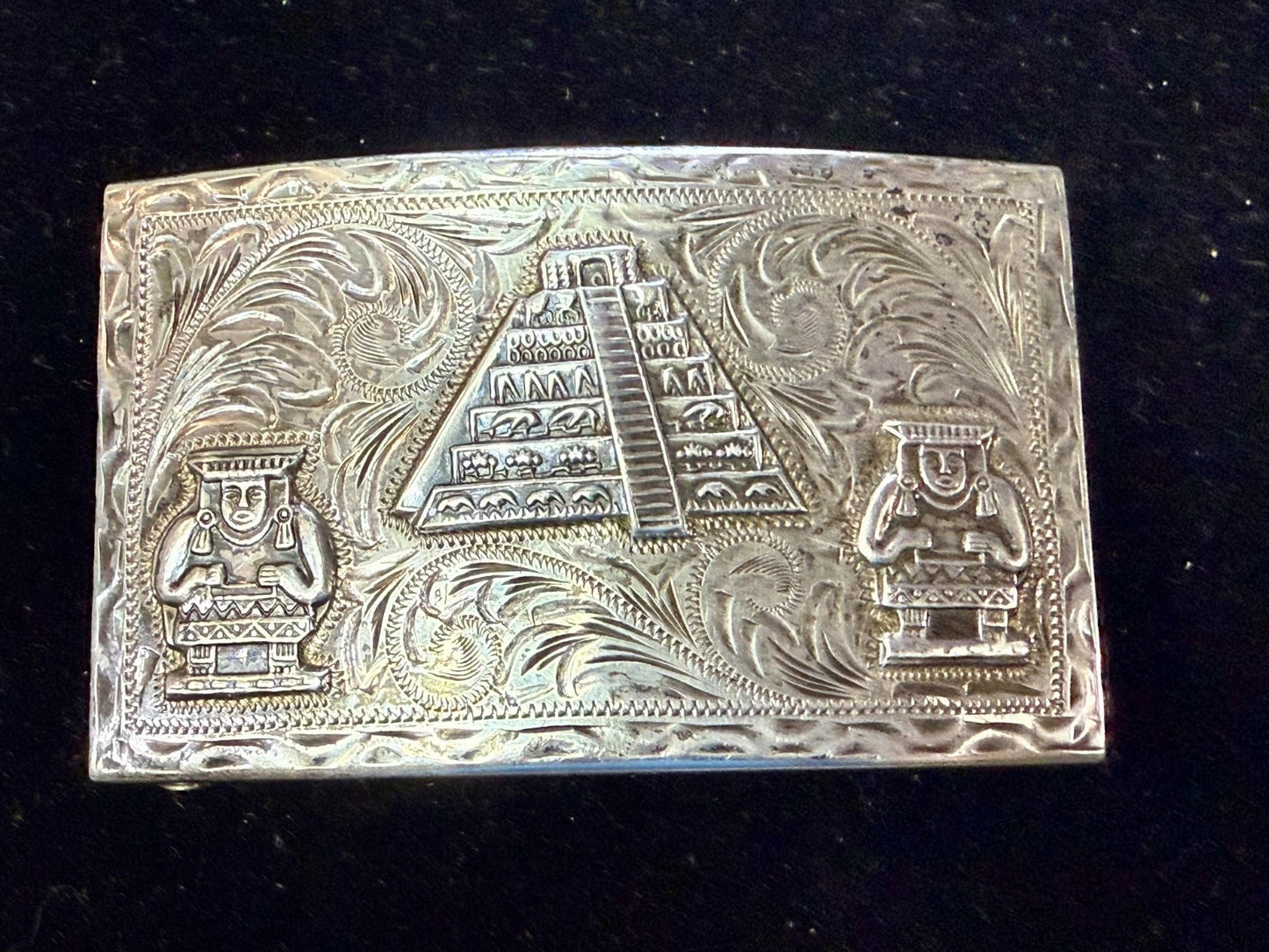 Aztec Mayan Pyramid 925 Silver Belt Buckle Artesani Plata De Jalisco Mexico