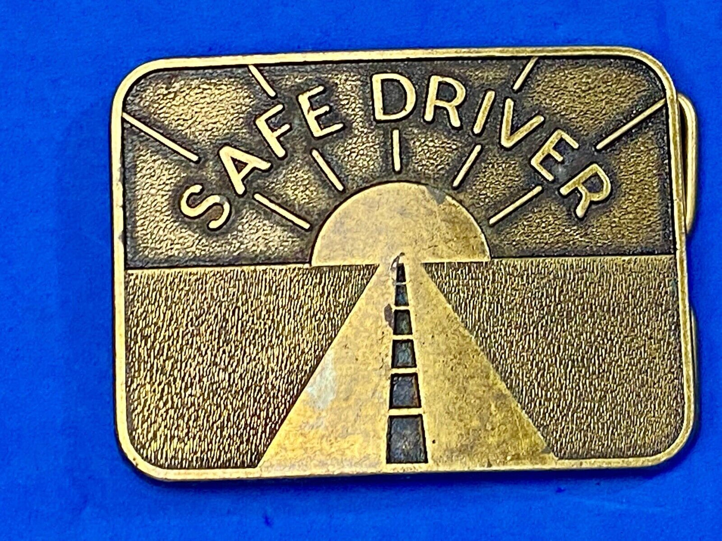 Vintage 1985 Safe Driver semi truck award belt buckle by JJ Keller & Associates