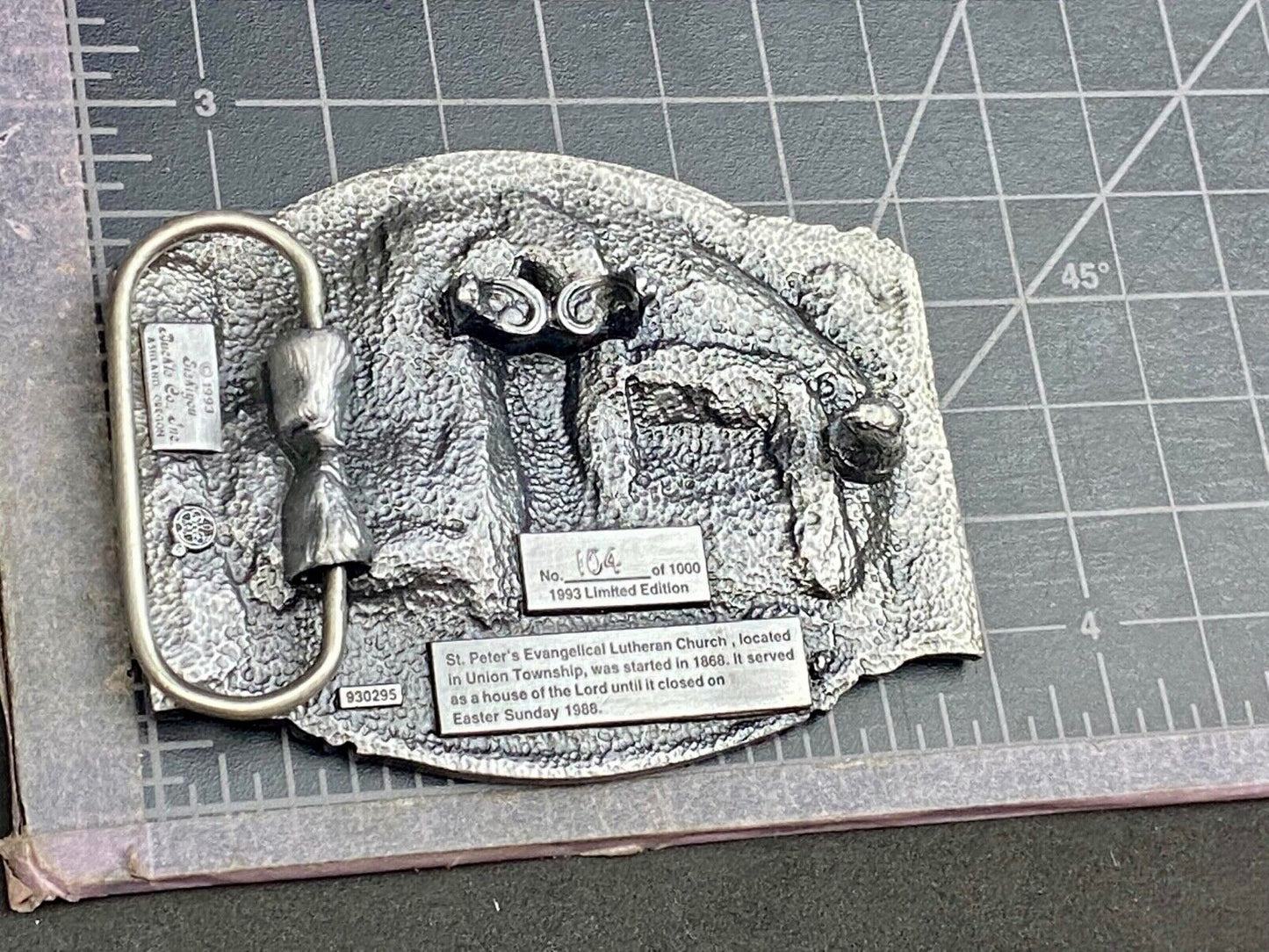 1993 Founder’s Days Caledonia MN belt buckle union township Lutheran church
