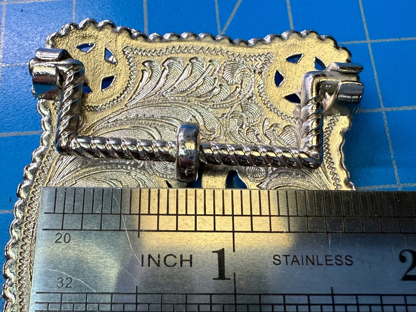 Texas Longhorn Cutout See Through Silver Tone Belt Buckle W/ Stars Award Ribbon