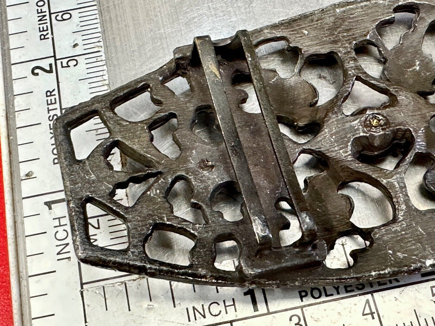 antique three rhinestone's on skeleton belt buckle