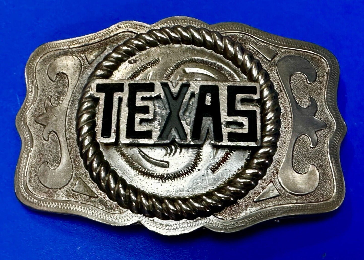Texas State - Large Centerpiece Ornate Silver Tone Vintage Belt Buckle