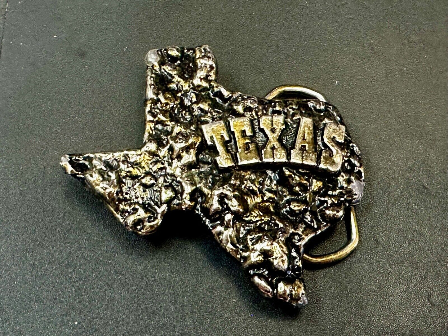 The Great State of Texas Cutout Map shaped Vintage Belt Buckle marked W