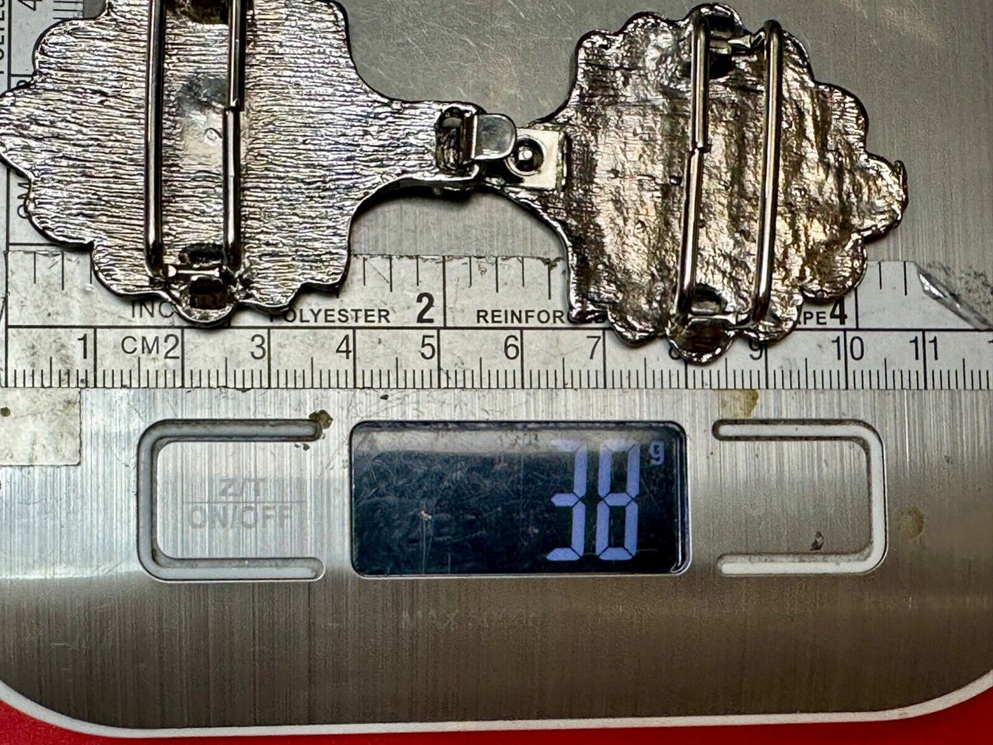 Vintage Abstract leaf shaped Two piece Interlocking silver tone belt buckle
