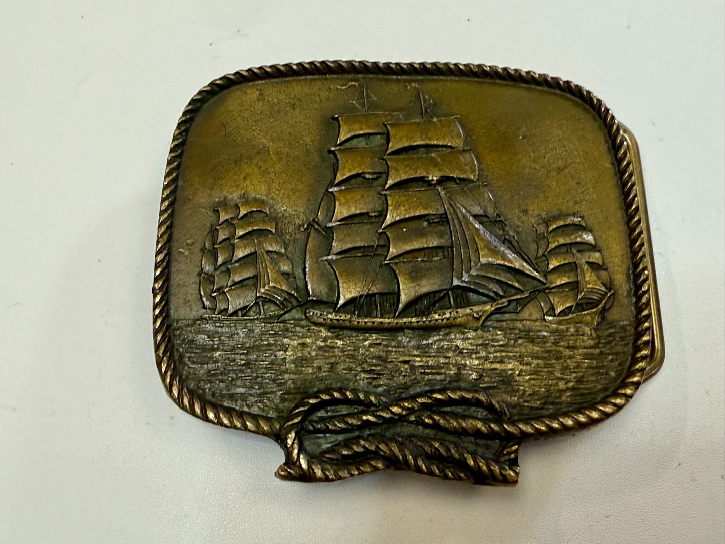 Three Galleon Schooners Clipper Sailing Sailor Ship Nautical Theme Belt Buckle