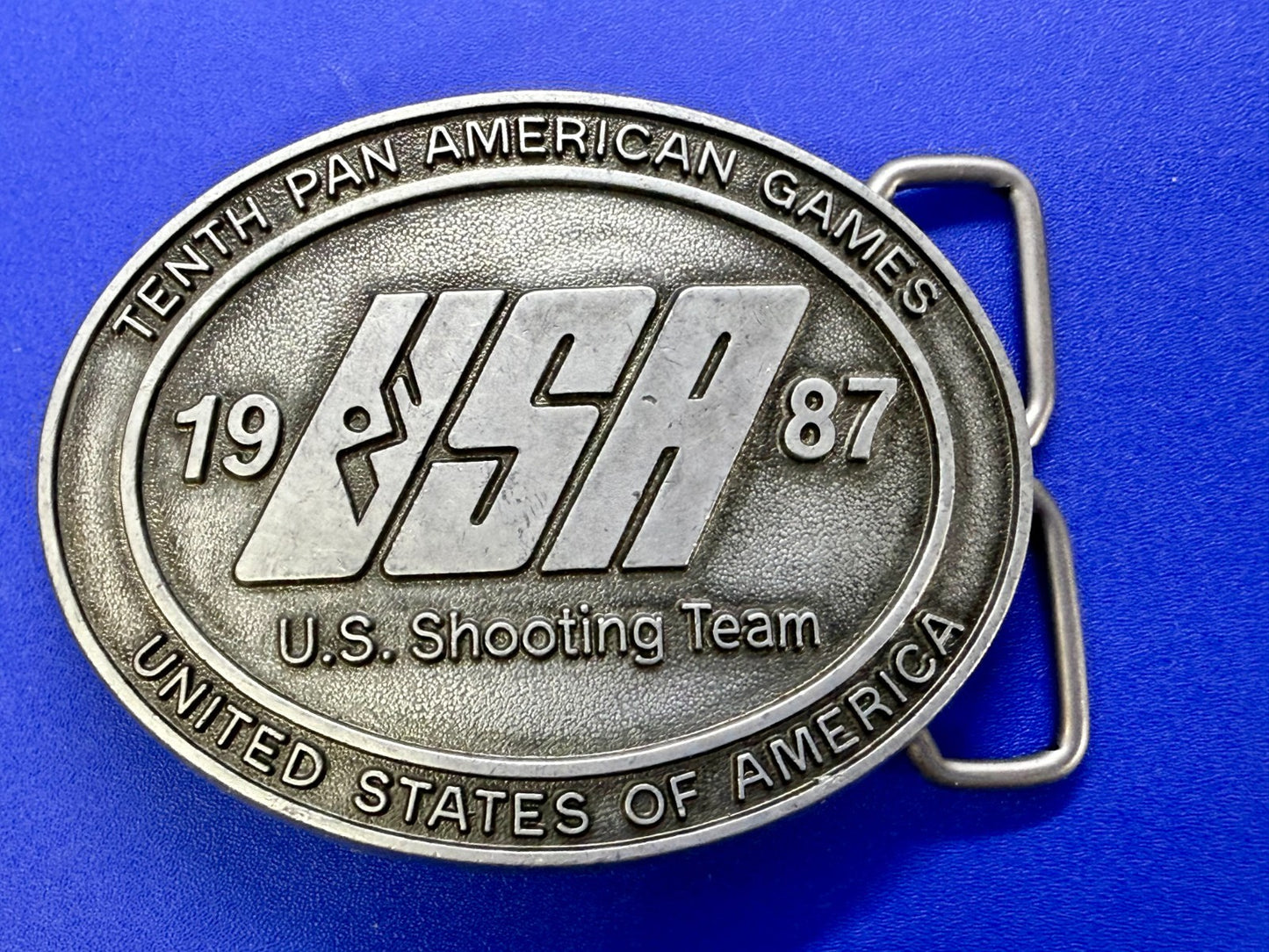 1987 USA U.S. Shooting Team Pan Am Games Commemorative NOS Belt Buckle