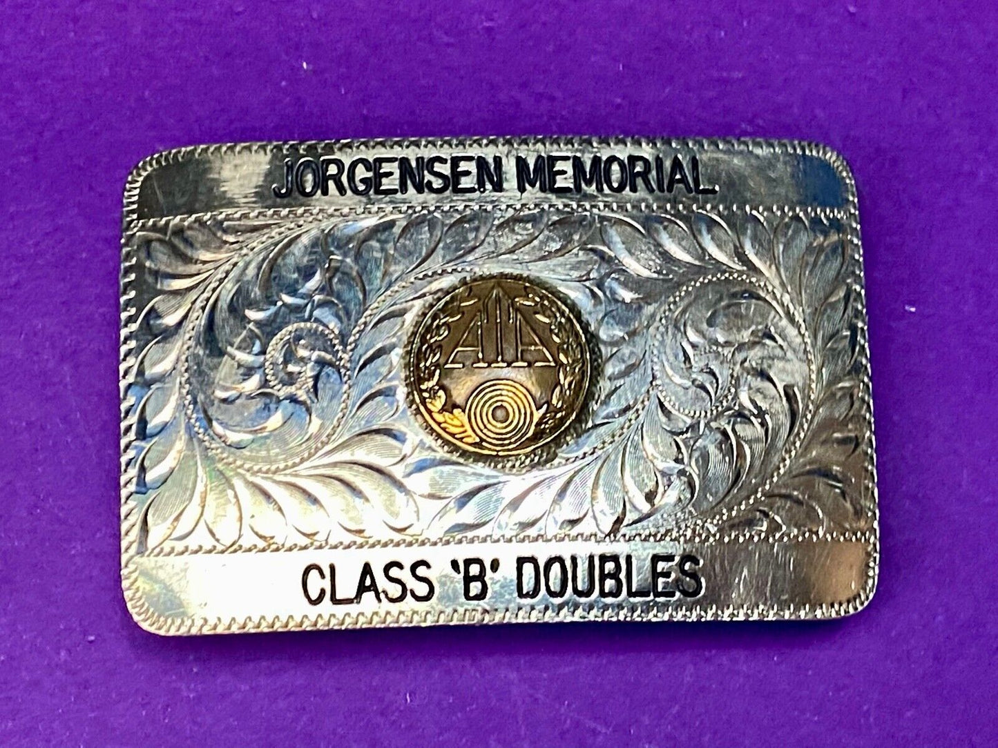 Ata Class B Doubles Trapshooting Award Trophy Sterling Belt Buckle By Hake