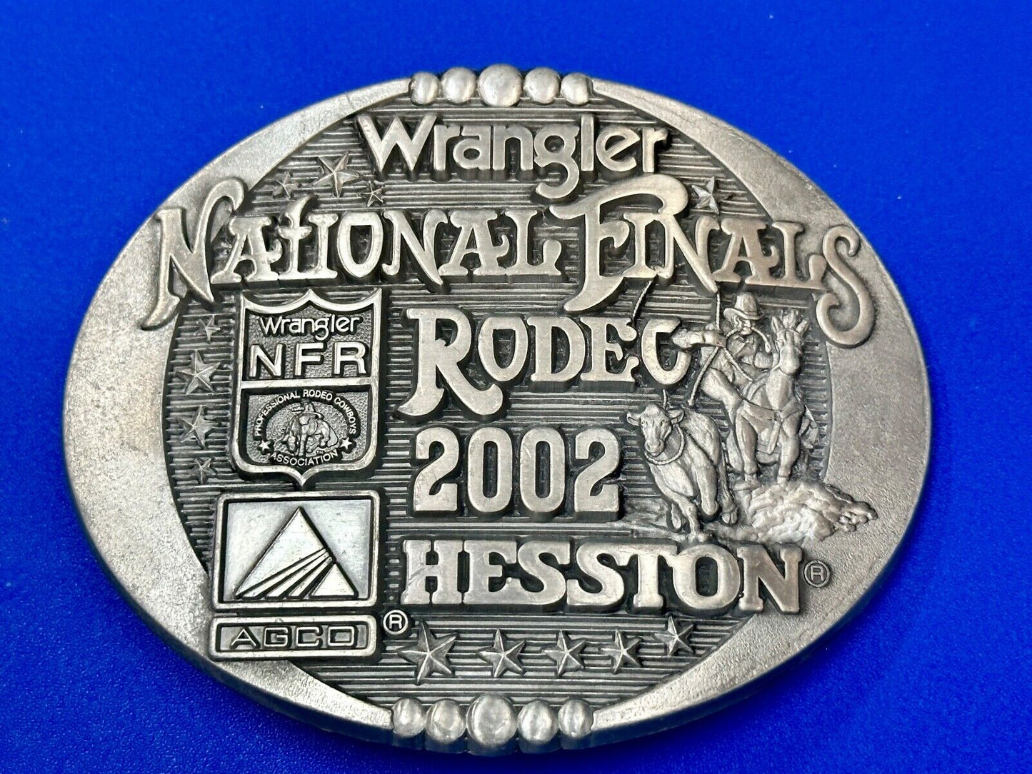 2002 Wrangler Hesston National Finals Rodeo NFR Montana Silversmiths Belt Buckle