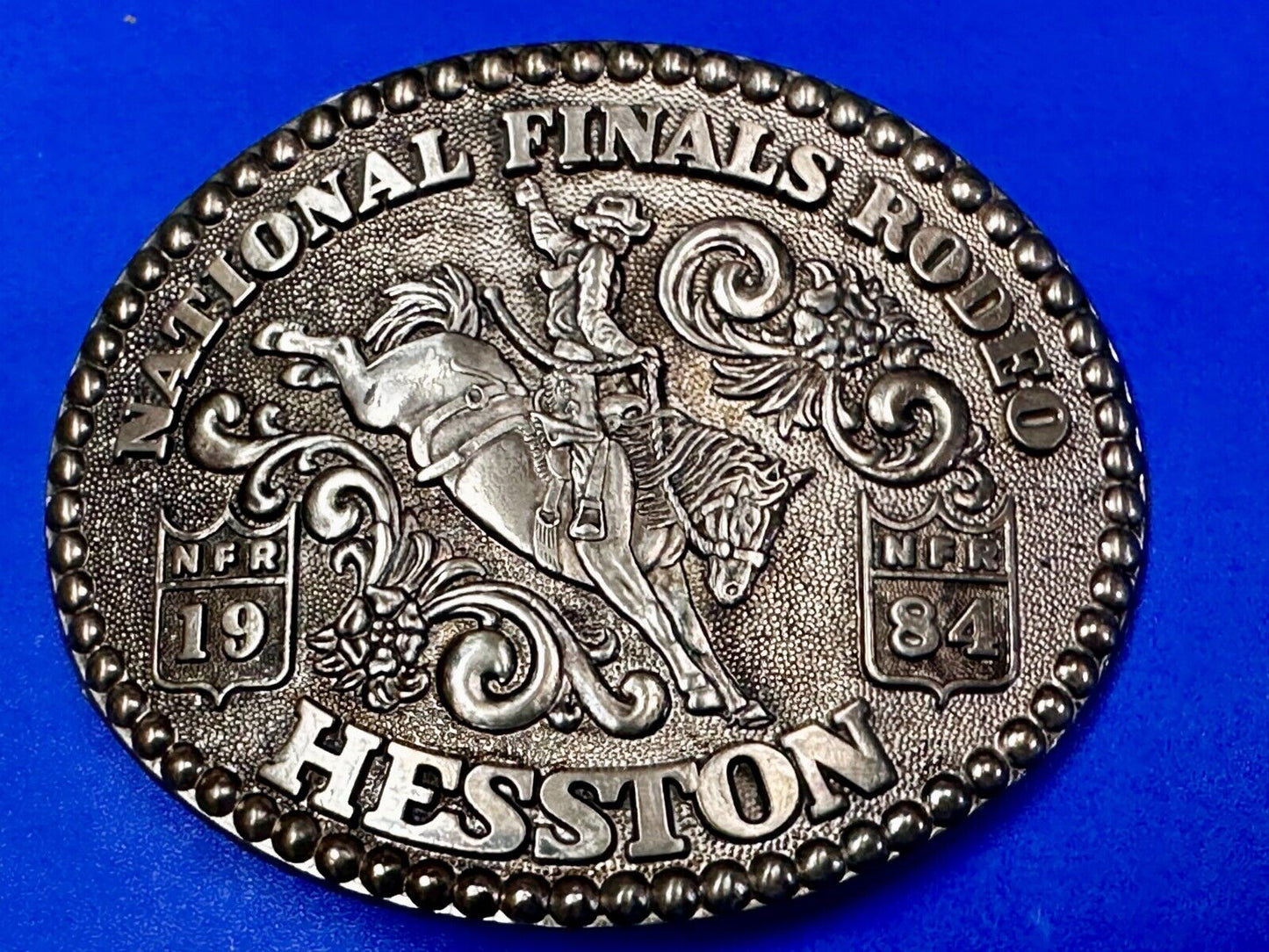 1984 Hesston NFR National Finals Rodeo Cowboys Western Belt Buckle
