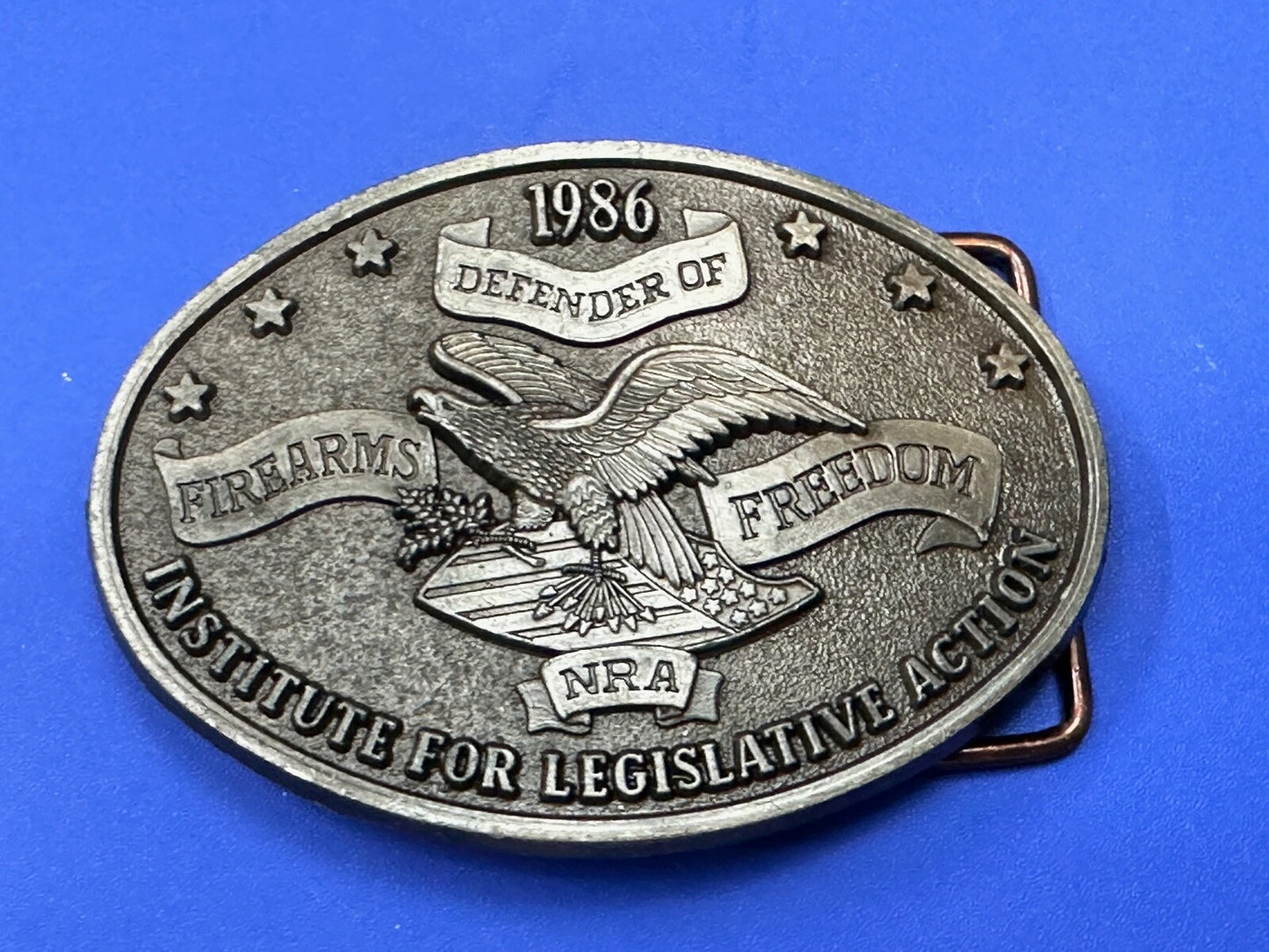 1986 NRA National Rifle Association Firearms Freedom Vintage ILA belt buckle
