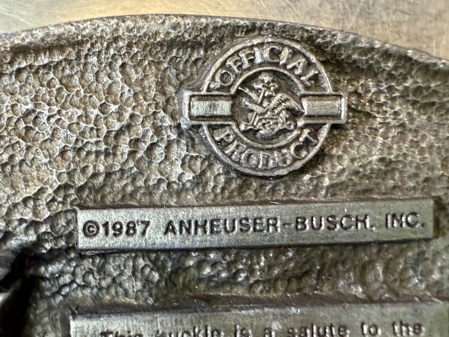 This Bud's For You The American Fire Fighter Anheuser-Busch Inc 1987 Belt Buckle