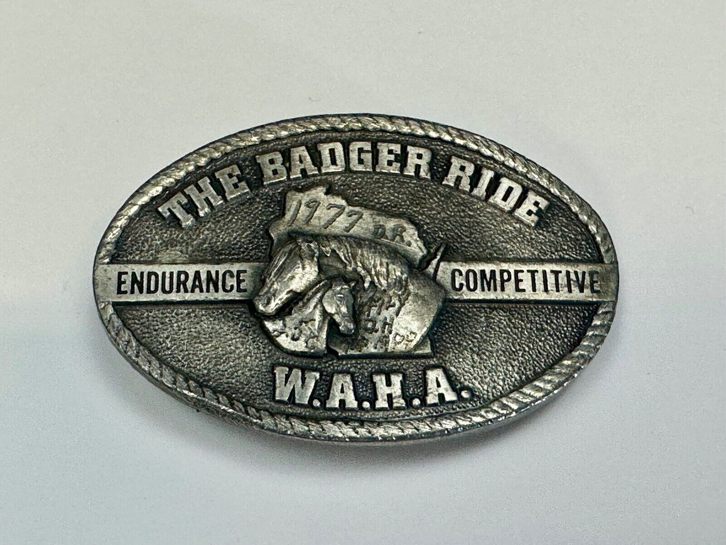 The Badger Ride - WAHA Endurance Completive WI Arabian Horse Assn belt buckle