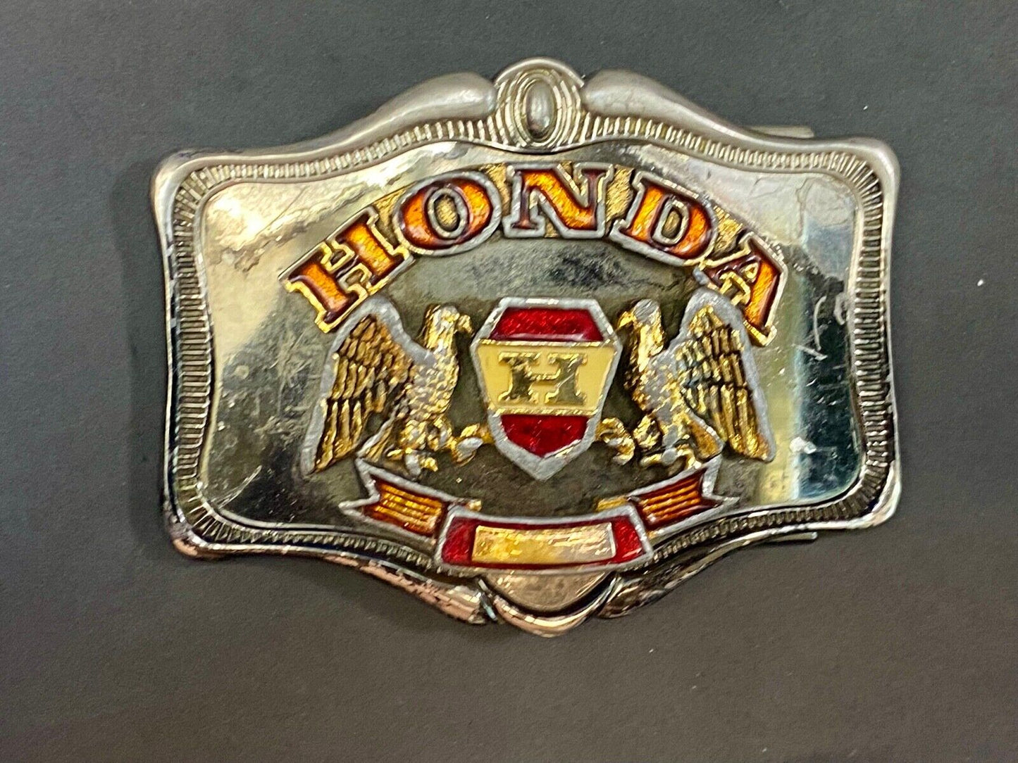 Vintage 1978 Honda H Gold Wing Two Eagle's Logo Western Framed Belt Buckle
