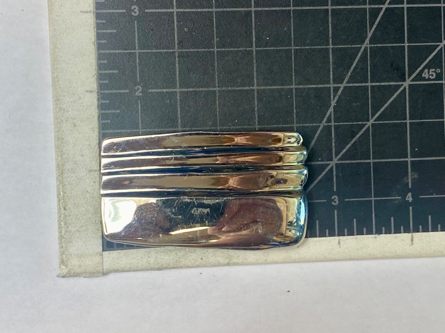 1982 Kathy young signed solid brass chrome color abstract art belt buckle