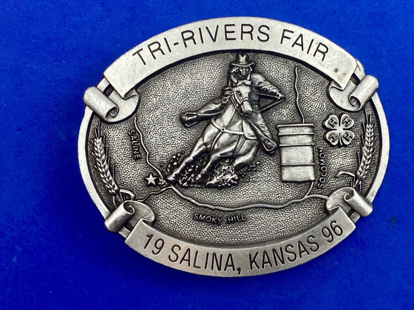 Vintage 1996 Tri-Rivers Fair belt buckle - Salina KS Kansas by DK Specialties