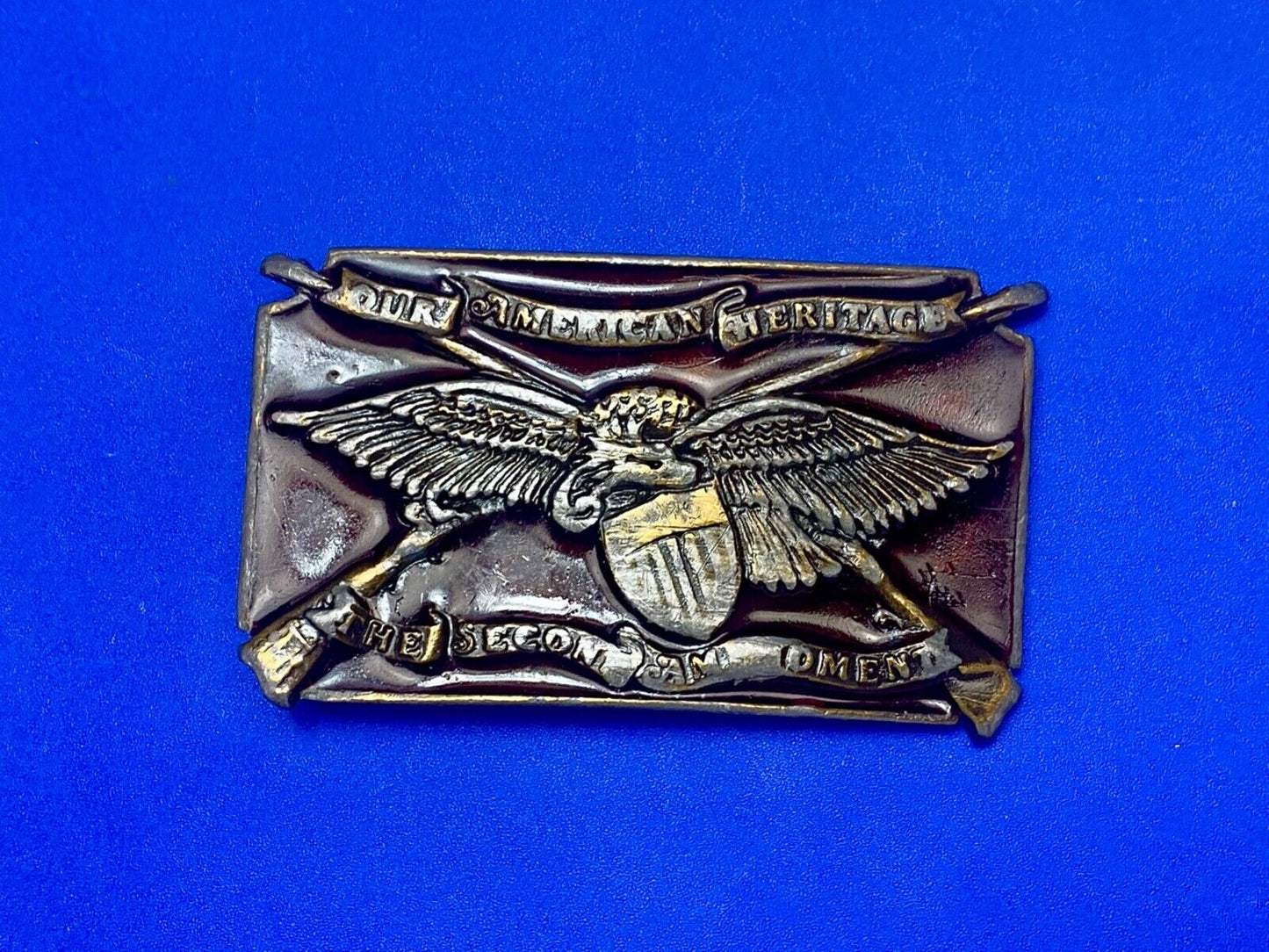 The Second Amendment Our American Heritage Bergamot 1976 gun rights belt buckle