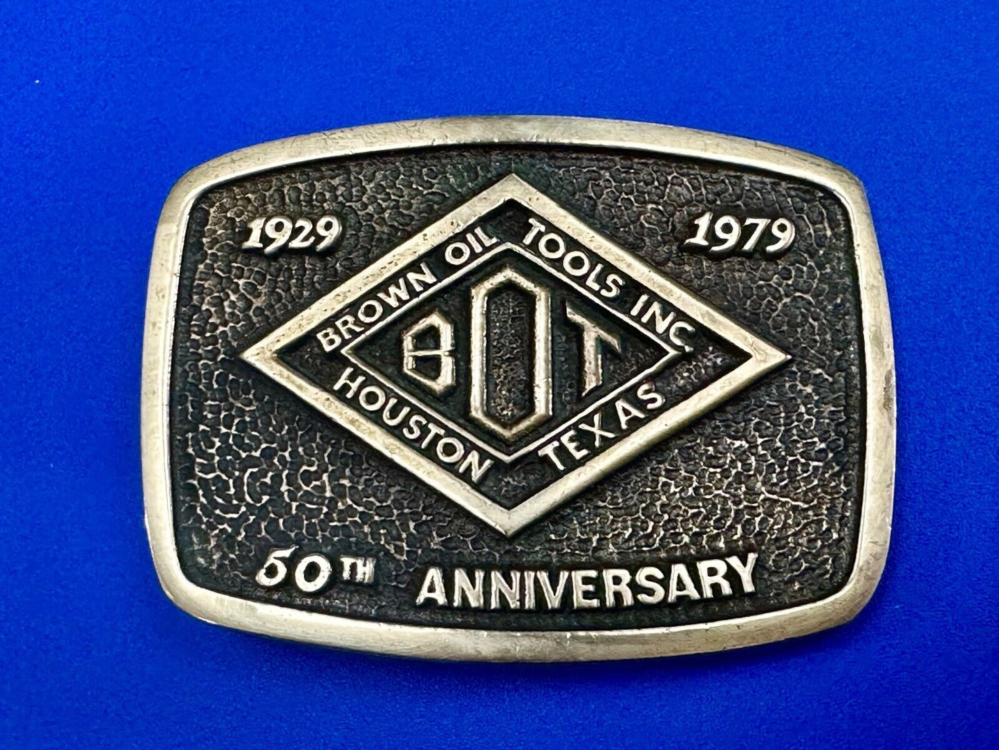 Vintage Brown Oil Tools INC Houston Texas Co belt buckle by Blue Bayou brass