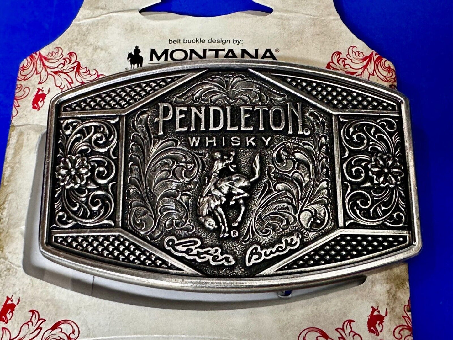2022 Pendleton Whisky Let'er Buck Montana Silversmith Rodeo NOS Belt Buckle