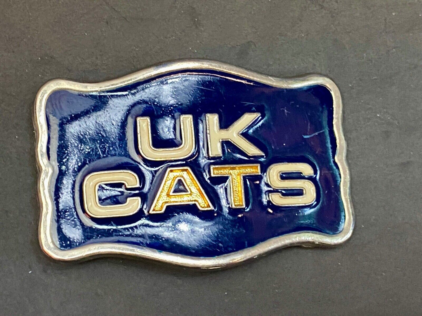 Vintage Black And Gold Tone Uk Cats Western Framed Belt Buckle