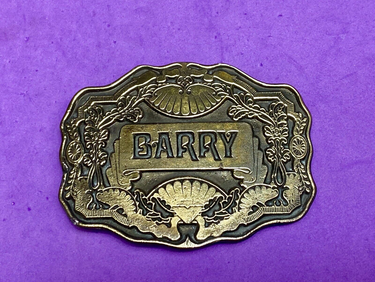 Barry - Ornate Western Flower Swirl And Framed Belt Buckle By Oden